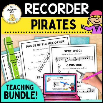Preview of Recorder for Beginners Lesson BUNDLE course - PowerPoint Slides & Worksheets!