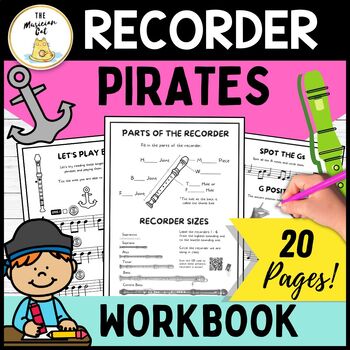 Preview of Recorder worksheets / workbook for Beginners - Learn B A G with Pirates!