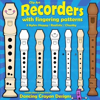 Preview of Recorder Clip Art | Recorder Fingering Chart Clipart