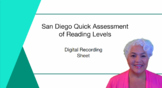 Recording and Summary Sheet for the SAN DIEGO QUICK ASSESS