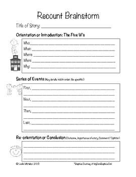 recount brainstorm and retell checklist by leslie whitaker