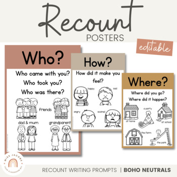 Preview of Recount Posters | Boho Color Palette | Neutral Classroom Decor