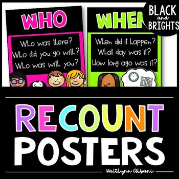Preview of Recount Posters - Who, What, When.. [Black and Brights]