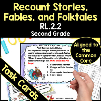 Preview of Recount Stories, Fables, and Folktales RL.2.2 Task Cards and Digital Easel