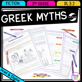 Preview of Recount & Retell Stories Greek Mythology Reading Passages 3rd Grade RL.3.2 RL3.2