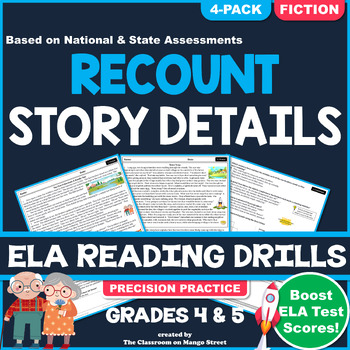Preview of RECOUNT STORIES Reading Comprehension Worksheets | Grade 4 & 5 (RL.4.1, RL.5.1)