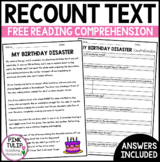 Recount Text Example With Comprehension - Great For Shared