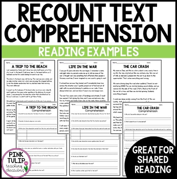 Preview of Recount Text Examples - Ten Reading Samples with Comprehension