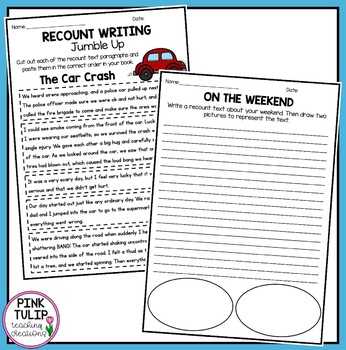 recount text writing worksheet pack no prep lesson ideas