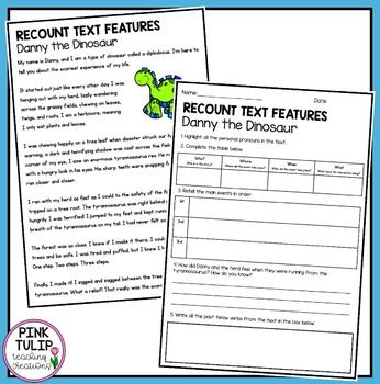 recount text writing worksheet pack no prep lesson ideas tpt