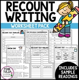 Recount Text Writing Worksheet Pack - No Prep Lesson Ideas