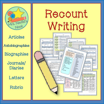 Preview of Recount Writing - Graphic Organizers, Writing Prompts and Rubric