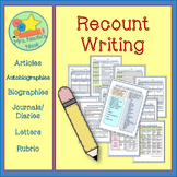 Recount Writing - Graphic Organizers, Writing Prompts and Rubric