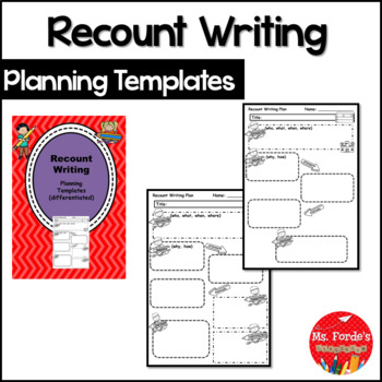 Preview of Recount Writing Planning templates