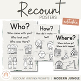 Recount Writing Posters and Prompts | Modern Jungle  Engli