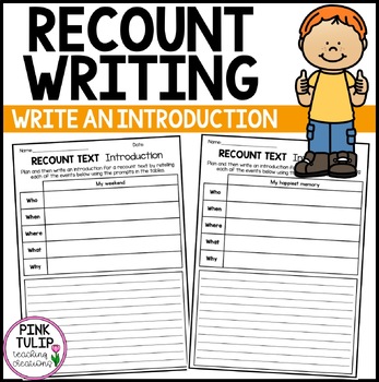 recount writing write an introduction worksheets tpt