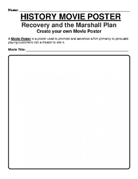 Preview of Recovery and the Marshall Plan "Movie Poster" WebQuest & Worksheet