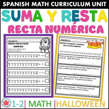 Preview of Recta Numérica Halloween Suma Resta hasta  20 Problemas Verbales