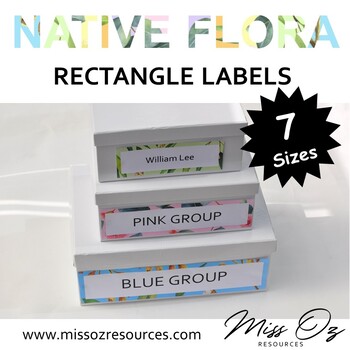 Preview of Rectangle Labels - Native Flora Theme | Editable | Multipurpose | 6 patterns
