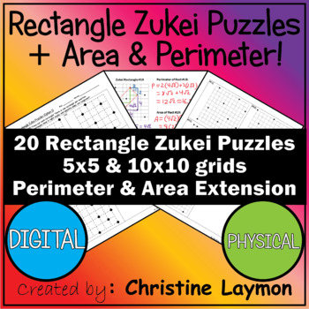 Preview of Rectangle Zukei Dot Puzzles + Area and Perimeter Extension