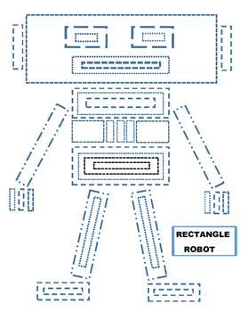 Preview of Rectangle, robot, tracing, fine motor skills, worksheet, fun, straight lines