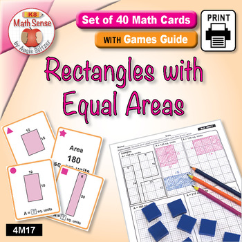 Preview of Rectangles with Equal Areas: Math Sense Card Games & Matching Activities 4M17