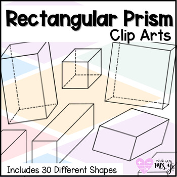 Preview of 3D Shape Rectangular Prism Clip Art for Middle School & High School Math