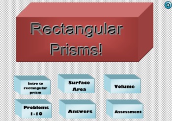 Preview of Rectangular Prisms!  Surface Area & Volume.  -SmartBoard Notebook-