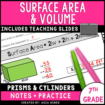 Preview of Surface Area and Volume of Rectangular Prisms and Cylinders Guided Notes Bundle