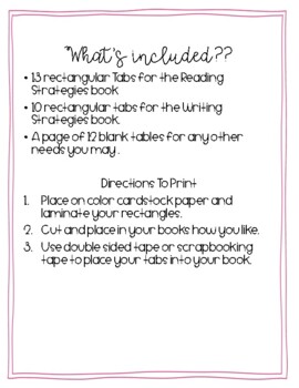 Rectangular Tabs for Reading and Writing Strategies from Jennifer ...