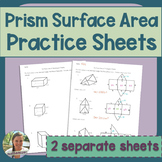 Rectangular and Triangular Prism Surface Area Practice Worksheets