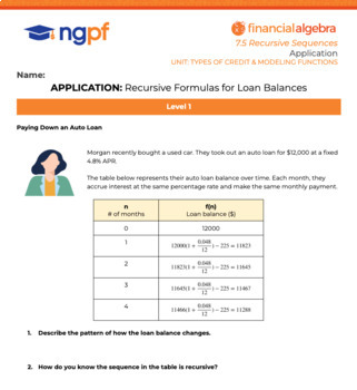 Preview of Recursive Formulas for Loan Balances