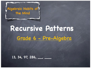 Preview of Recursive Patterns 6th Grade Math Lesson