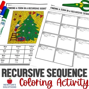 Preview of Recursive Sequence Color by Number Christmas Activity