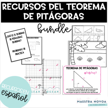 Preview of Recursos del teorema de Pitágoras en español | BUNDLE