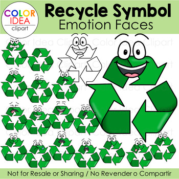 Preview of Recycle Symbol Emotion Faces