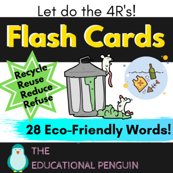 Preview of Recycle, Reuse, Reduce Refuse Flash Cards | ELA/ESL/EFL/ELL