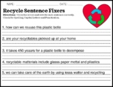 Recycle Sentence Fixer Worksheet