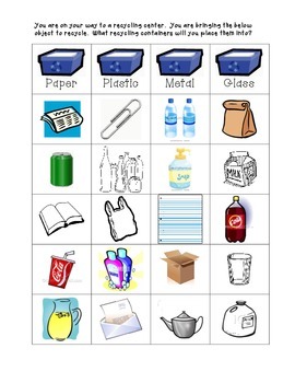 Preview of Freebie: Recycle Sort