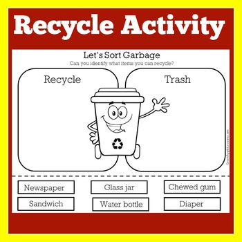 reduce reuse recycle worksheet sort activity kindergarten 1st 2nd 3rd 4th grade