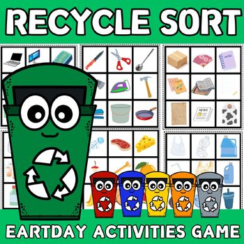 Preview of Recycle Sorting Paper Craft Activities Earth Day for K,1st,2nd,3rd