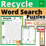 Recycle Word Search Puzzles Activity Recycling Earth Award