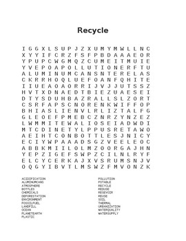 recycle wordsearch by ms boyer teachers pay teachers