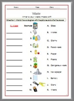 Recycle Worksheet G.3-6 by Smiley Teacher | Teachers Pay Teachers