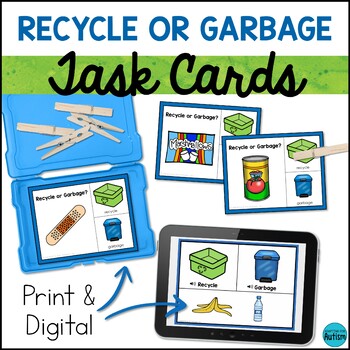 Preview of Earth Day Recycle or Garbage Sort - Life Skills Task Cards
