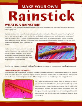Preview of Recycled Rainstick – Background of Instrument , MYO Craft And Play-Along Song
