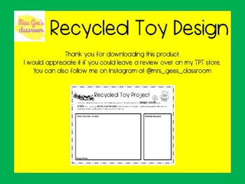 Preview of Recycled Toy Design Template