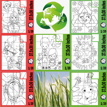 Preview of Recycles Day Collaborative Poster Coloring pages- Bundle