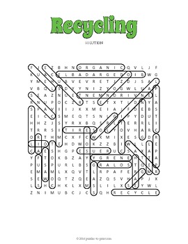 recycling word search puzzle by puzzles to print tpt