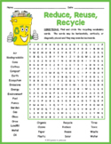 RECYCLING Word Search Puzzle Worksheet Activity